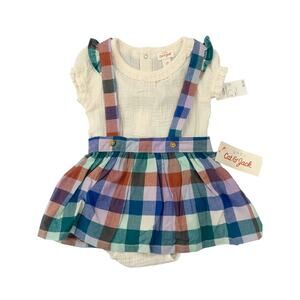 NWT CAT & JACK Plaid Overall Dress Outfit 12M (1462)